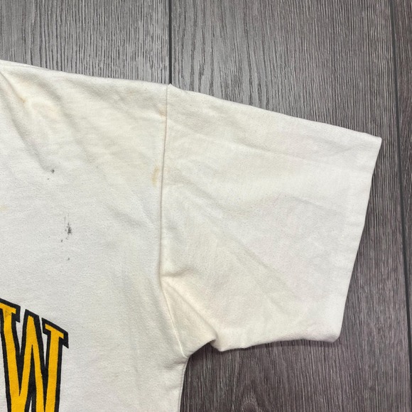 Vintage Depauw University 1980s White T Shirt Medium Single Stitch Spell Out - Picture 4 of 10